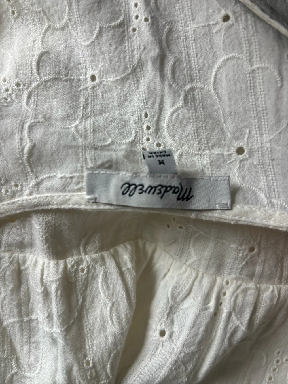 Madewell Embroidered Eyelet Puff-Sleeve Peplum Wrap size Medium